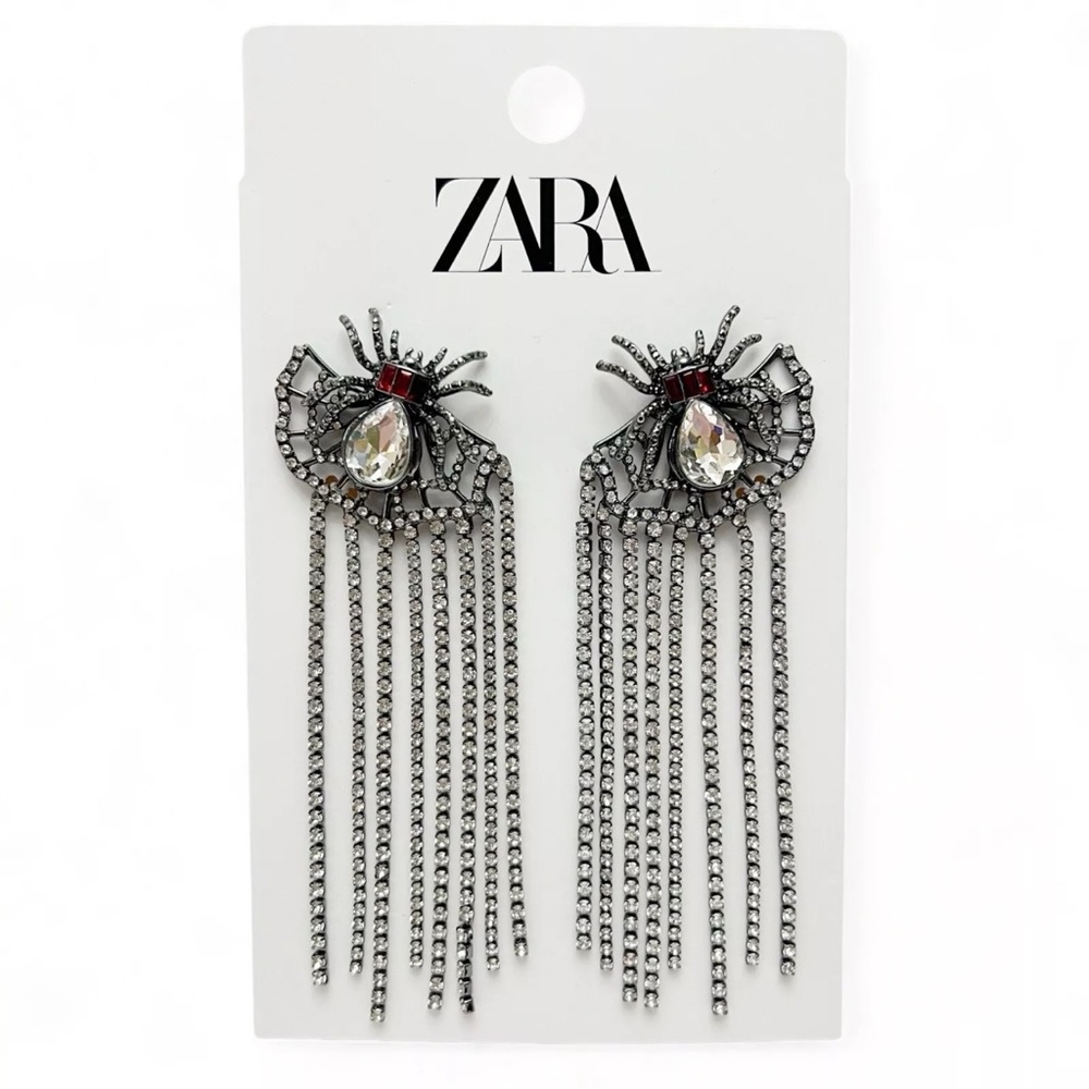 Zara Spider Rhinestone Drop Earrings NWT - Picture 5 of 6